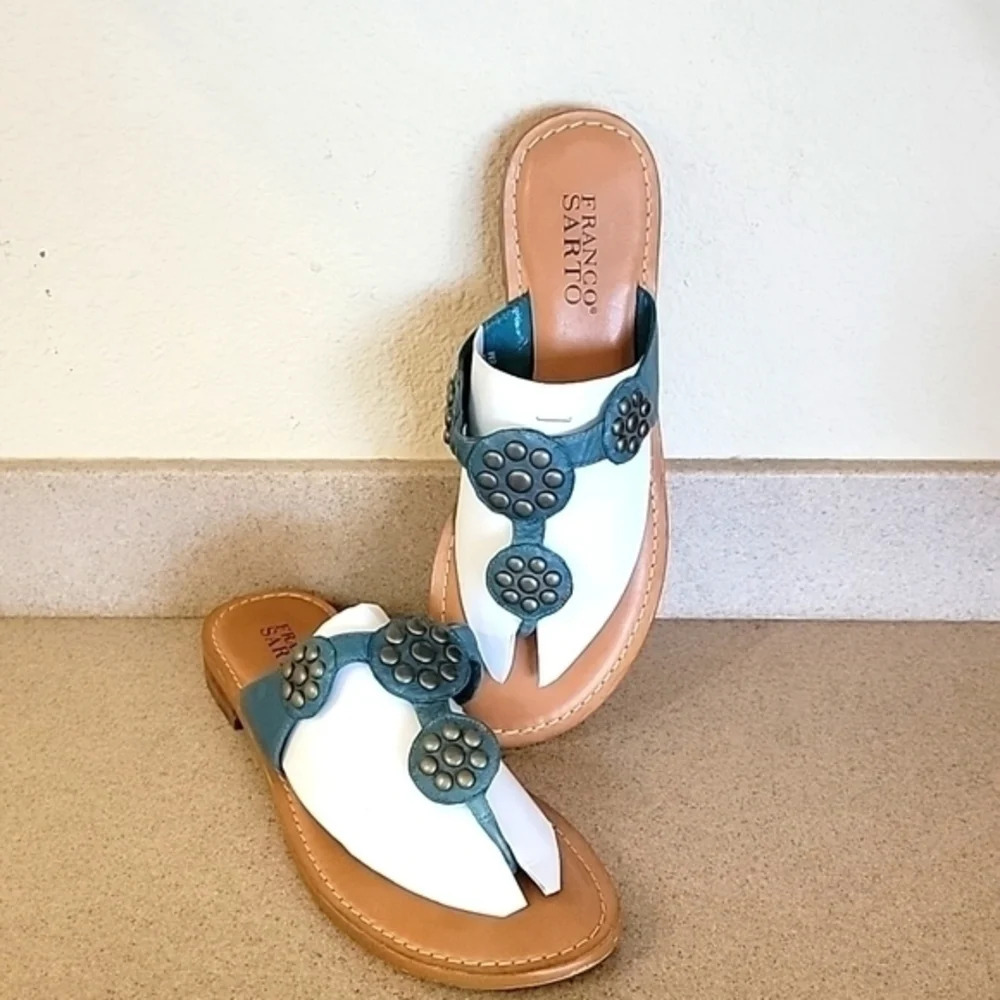 FRANCO SARTO TEAL LEATHER SAND!LS ( sz‎ 8)